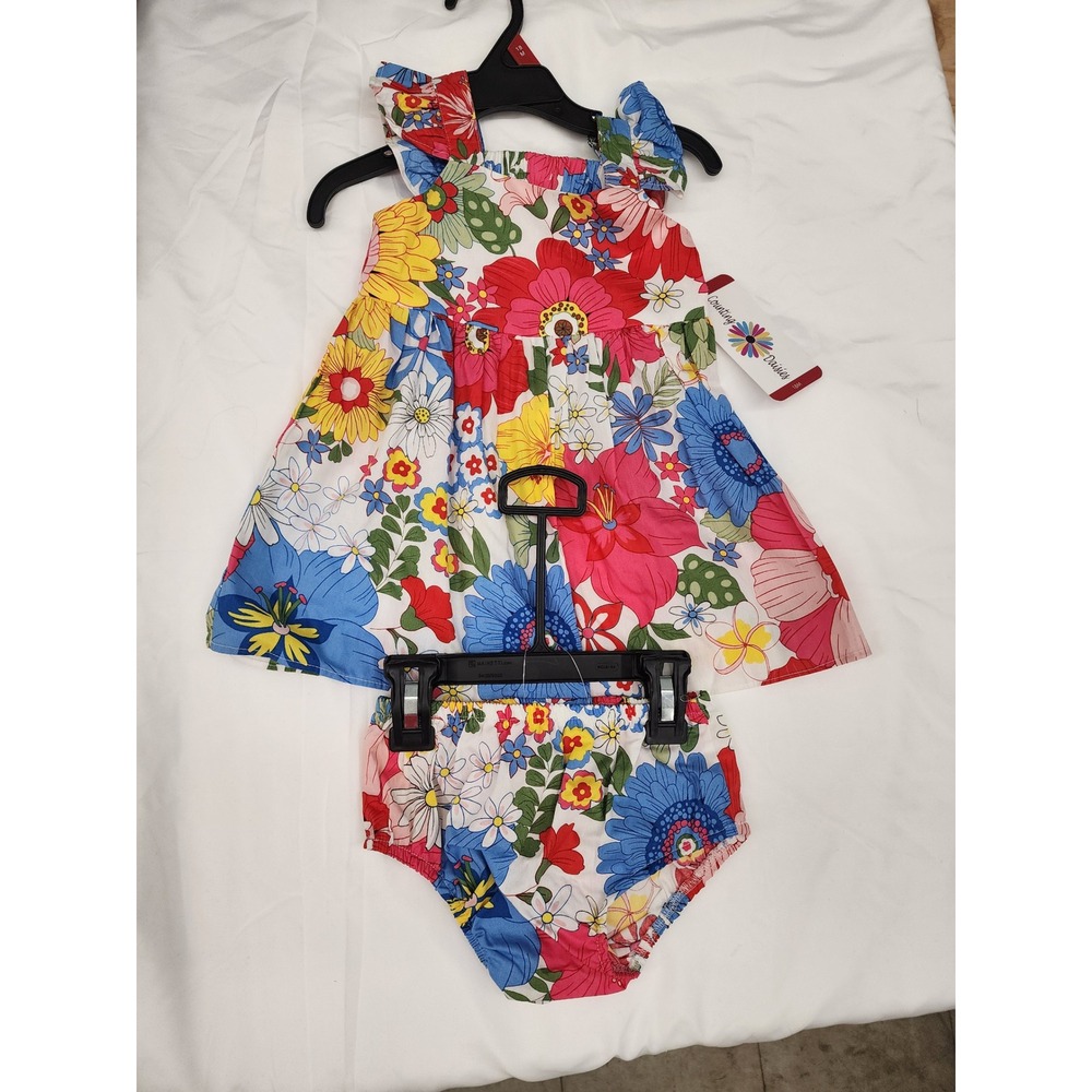 Counting Daisies Baby Girls Floral Dress and Bloomers‎ 2 Piece Set Multi S925085